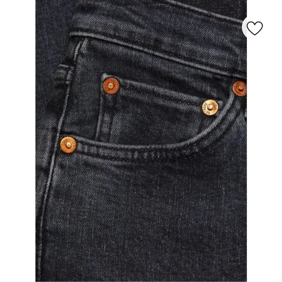 RE/DONE 90s High Rise Ankle Crop Jeans Black Stoned Noir Size 23 NWT - Picture 5 of 6